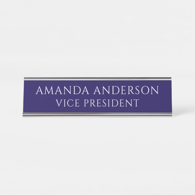 Elegant Blue Vice President Title Name Plate (Front)