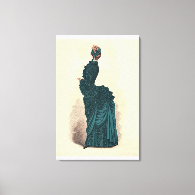 Elegant Blue Victorian Dress Fashion Canvas Print (Front)