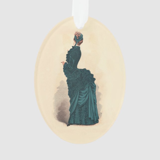 Elegant Blue Victorian Dress Fashion Ornament (Back)