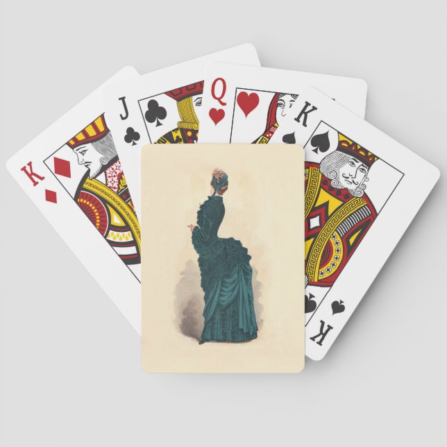 Elegant Blue Victorian Dress Fashion Poker Cards (Back)