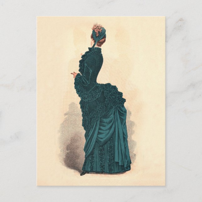Elegant Blue Victorian Dress Fashion Postcard (Front)