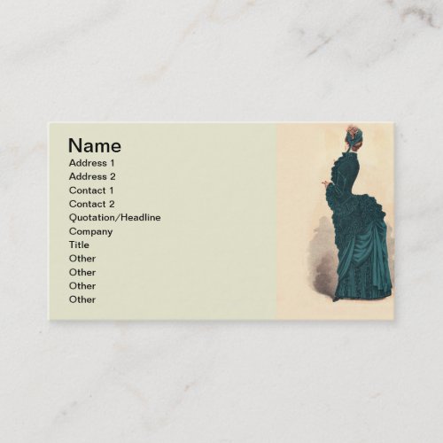 Elegant Blue Victorian Dress Fashion Woman Art Business Card