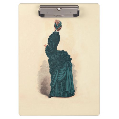 Elegant Blue Victorian Dress Fashion Woman Art Clipboard