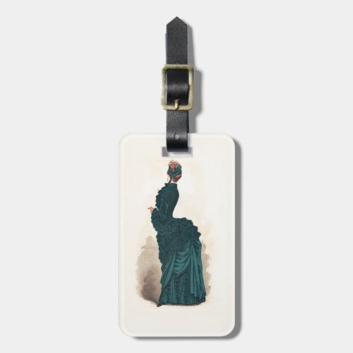 Elegant Blue Victorian Dress Fashion Woman Art Luggage Tag