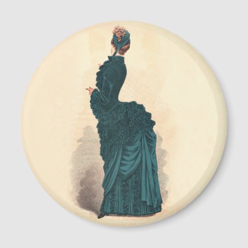 Elegant Blue Victorian Dress Fashion Woman Art Magnet