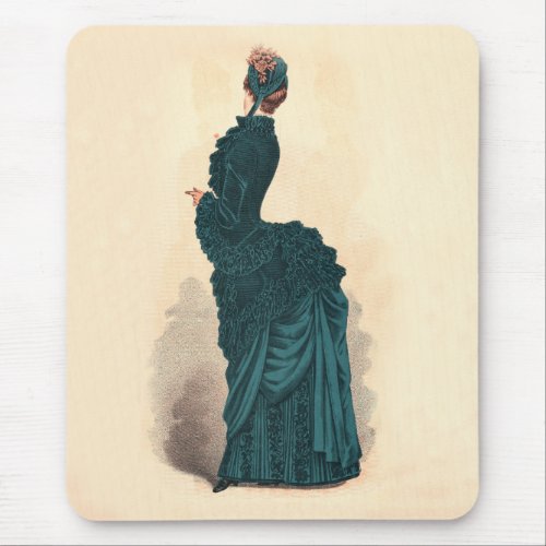 Elegant Blue Victorian Dress Fashion Woman Art Mouse Pad