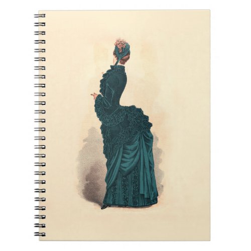 Elegant Blue Victorian Dress Fashion Woman Art Notebook