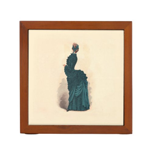 Elegant Blue Victorian Dress Fashion Woman Art Pencil Holder