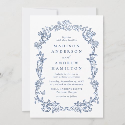 Elegant Blue Victorian Floral All in One Wedding
