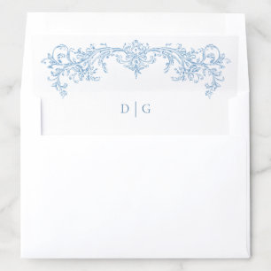 Elegant Blue Victorian Wedding Invitation Envelope Liner