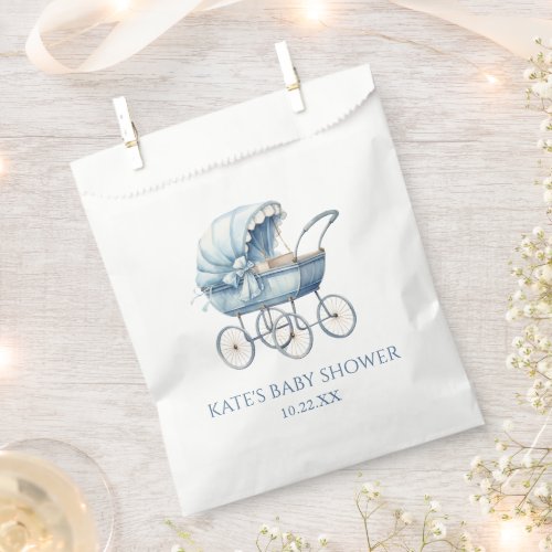 Elegant Blue Vintage Baby Carriage Baby Shower Favor Bag
