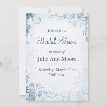 Elegant Blue Vintage Bridal Shower Invitation by Lasting__Impressions at Zazzle