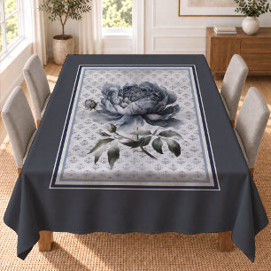 Elegant Blue Vintage Chinoiserie Toile de Jouy Tablecloth
