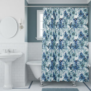 Elegant Blue Vintage Chintz Pattern Shower Curtain