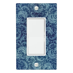 Elegant Blue Vintage Damask Pattern Light Switch Cover