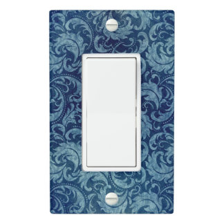 Elegant Blue Vintage Damask Pattern Light Switch Cover