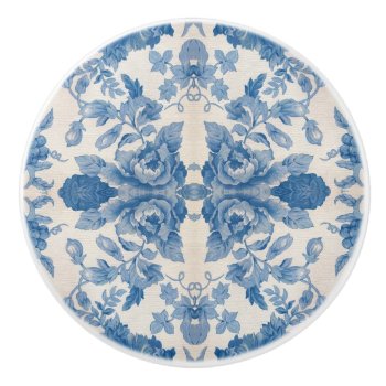 Elegant Blue Vintage Floral  Ceramic Knob by parisjetaimee at Zazzle
