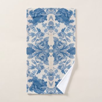 Elegant Blue Vintage Floral  Hand Towel by parisjetaimee at Zazzle