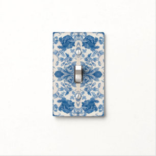 Elegant blue vintage floral light switch cover