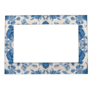 Elegant blue vintage floral magnetic picture frame