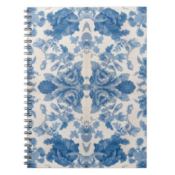 Elegant Blue Vintage Floral Notebook by parisjetaimee at Zazzle