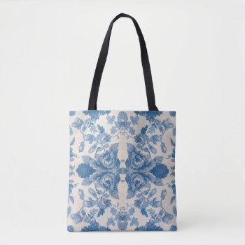 Elegant Blue Vintage Floral Tote Bag by parisjetaimee at Zazzle