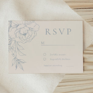 Elegant Blue Vintage Floral Wedding  RSVP Card