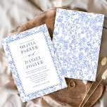 Elegant Blue Vintage French Floral Toile Invitation