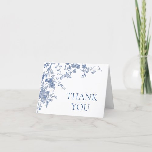 Elegant Blue Vintage French Garden Flowers  Thank You Card