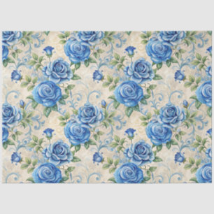 Elegant Blue Vintage Inspired Florals  Tissue Paper