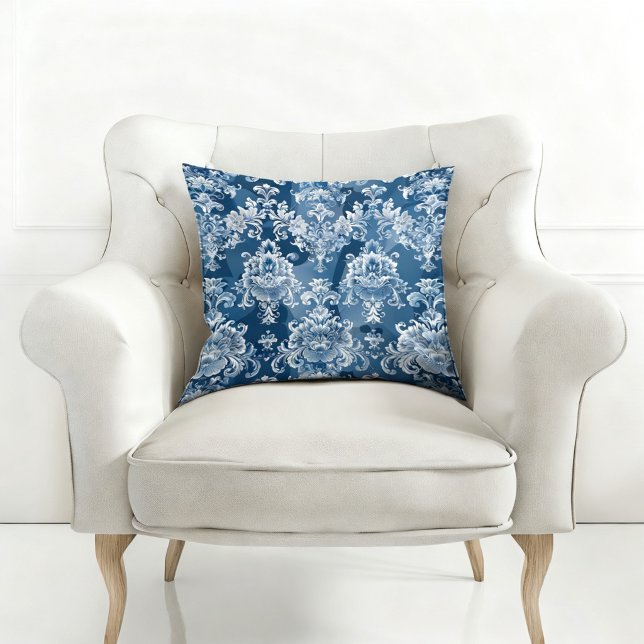 ELEGANT BLUE VINTAGE PATTERNED THROW PILLOW (Creator Uploaded)