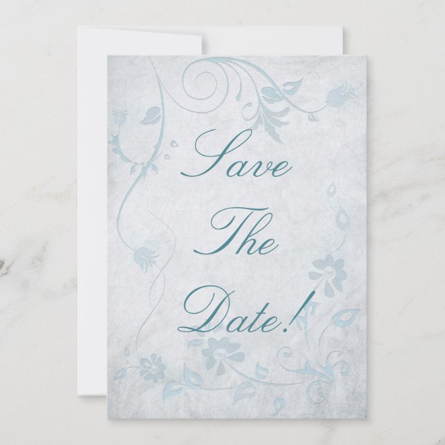 Elegant Blue Vintage Save The Date Wedding Invitation (Front)