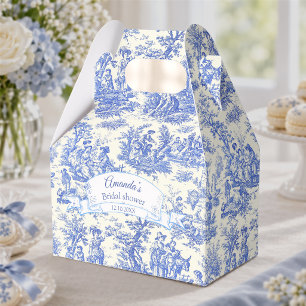 Elegant Blue Vintage Toile De Jouy Bridal Shower Favor Boxes