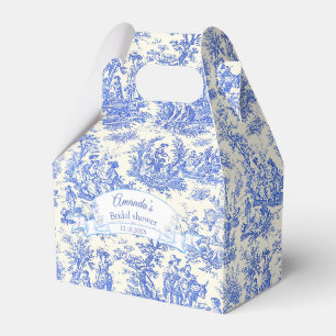 Elegant Blue Vintage Toile De Jouy Bridal Shower Favor Boxes