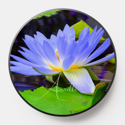 Elegant Blue Water Lily Flower Phone Grips