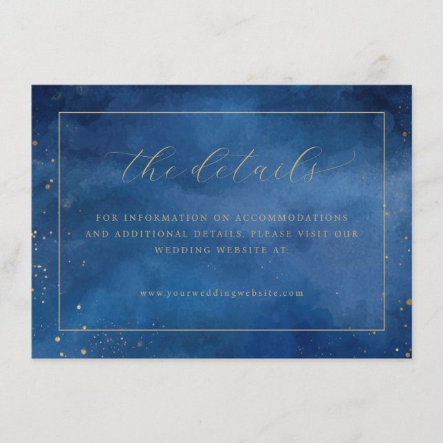 Elegant Blue Watercolor Details Enclosure Card (Front)