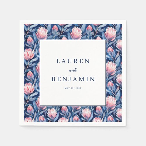Elegant Blue Watercolor Floral Border