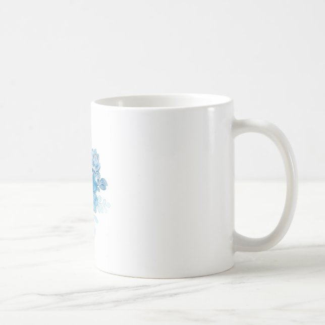 Elegant Blue Watercolor Floral Classic Mug (Right)