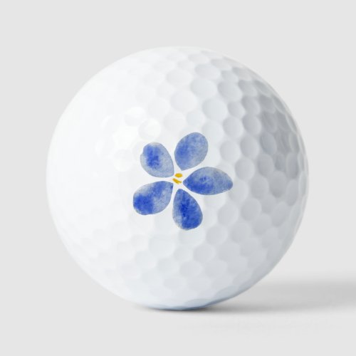 Elegant Blue Watercolor Floral Golf Balls