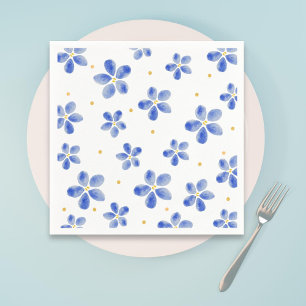 Elegant Blue Watercolor Floral Napkins