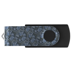Elegant Blue Watercolor Floral Patter Flash Drive
