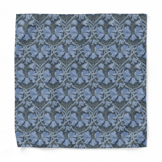 Elegant Blue Watercolor Floral Pattern Bandana (Front)