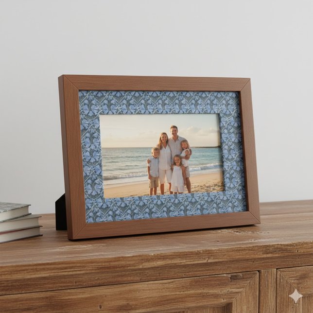 Elegant Blue Watercolor Floral Pattern Invitation Magnetic Frame (Creator Uploaded)