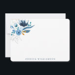 Elegant Blue Watercolor Floral Personal Stationery Note Card<br><div class="desc">Elegant Blue Watercolor Floral Personal Stationery Note Card</div>