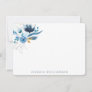 Elegant Blue Watercolor Floral Personal Stationery Note Card