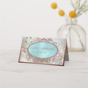 Elegant Blue Watercolor Floral Place Card