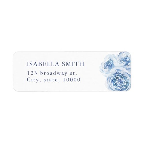Elegant blue watercolor floral return address label