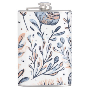 Elegant Blue Watercolor Floral Spray Bottle Flask