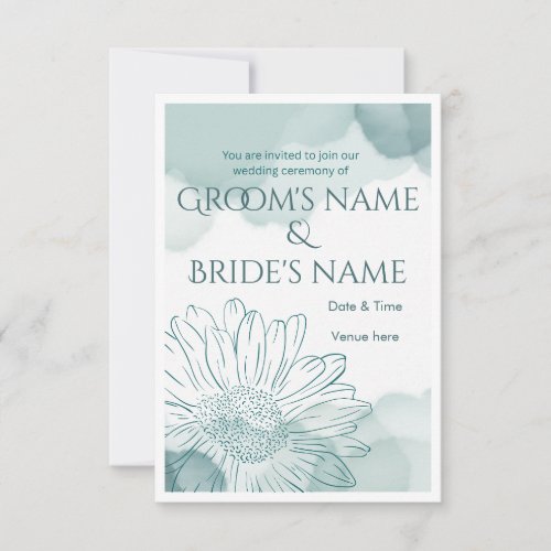 Elegant Blue Watercolor Floral Wedding Invitation