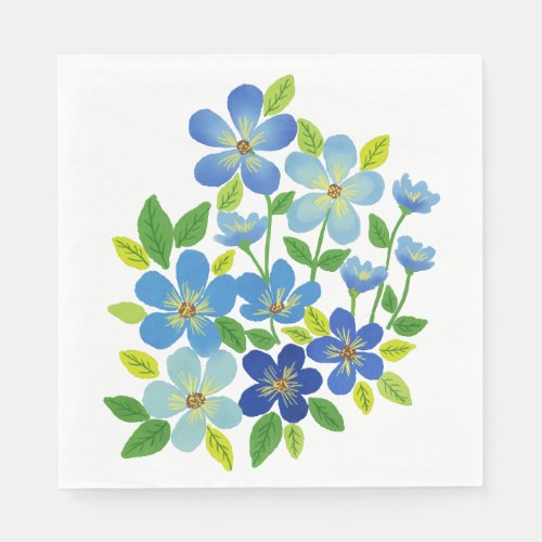 Elegant Blue Watercolor Flowers 04 Napkins